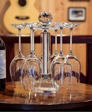Crystalline vinglass - 6 glasser inkl stativet