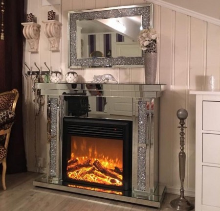 Celina elektrisk peis i speilglass m flammeeffekt W750-1500- M fjernkontroll