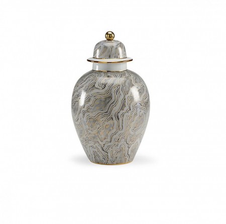 Glamour Urne/Vase large - H 46 cm gull, grå og hvit