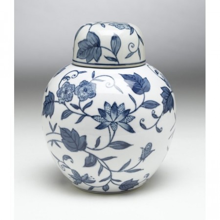 Glamour Urne/Vase large - H 46 cm Hvit og blå