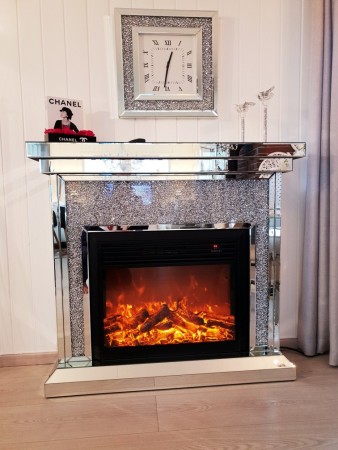 Marcella elektrisk peis i speilglass m flammeeffekt W750-1500- M fjernkontroll