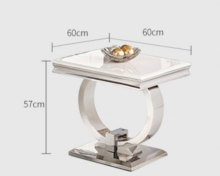 Ellington sidebord - L 60 cm- Hvit marmor plate & sølv understell