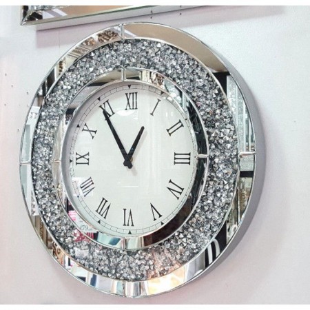 Castellon rundt veggklokke med diamanter 50x50