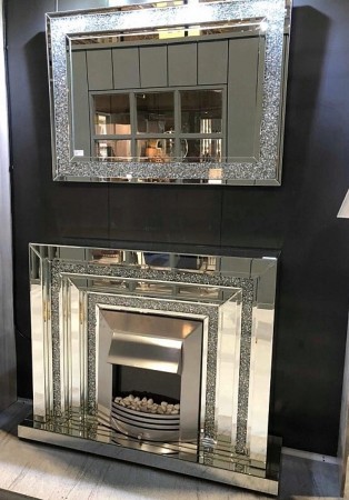 Santorini elektrisk peis i speilglass m flammeeffekt W750-1500- M fjernkontroll