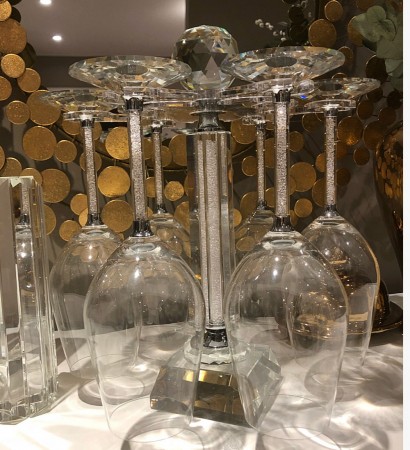 Crystalline vinglass - 6 glasser inkl stativet