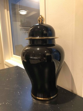 Glamour Urne/Vase large- Sort & gull -H 47 cm