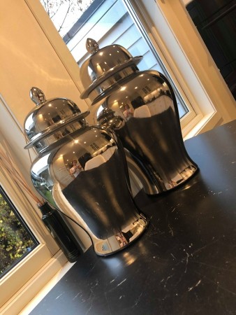 Dekorativ urne/vase i sølv H- 54