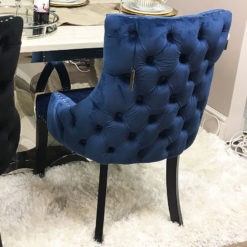 Manhattan spisestol- Blå velour- Sort ben