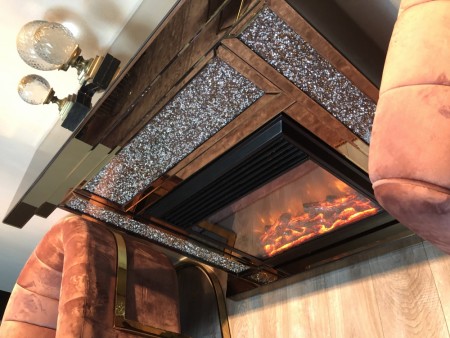 Livonia elektrisk peis i speilglass - Kobber m flammeeffekt W750-1500- M fjernkontroll