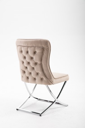 Queens spisestol- Lys beige m sølv ben