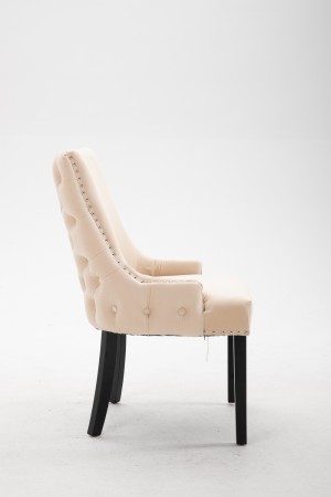 Manhattan spisestol- Lys beige velour- Mørk brun ben