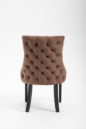 Manhattan spisestol- Brun velour- Sort ben